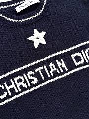 Kitlife Dior Short-Sleeved Sweater Dark Blue Ecru Wool and Cashmere Knit - 5