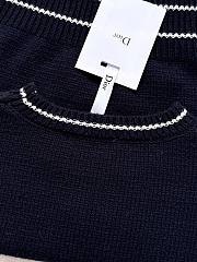 Kitlife Dior Short-Sleeved Sweater Dark Blue Ecru Wool and Cashmere Knit - 4