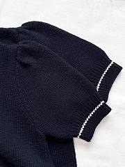 Kitlife Dior Short-Sleeved Sweater Dark Blue Ecru Wool and Cashmere Knit - 3