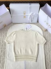Kitlife Dior Short-Sleeved Sweater Dark White & Gold Ecru Wool and Cashmere Knit - 6