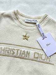 Kitlife Dior Short-Sleeved Sweater Dark White & Gold Ecru Wool and Cashmere Knit - 2