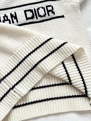 Kitlife Dior Short-Sleeved Sweater White & Dark Blue Ecru Wool and Cashmere Knit - 6