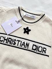 Kitlife Dior Short-Sleeved Sweater White & Dark Blue Ecru Wool and Cashmere Knit - 4