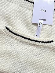 Kitlife Dior Short-Sleeved Sweater White & Dark Blue Ecru Wool and Cashmere Knit - 2