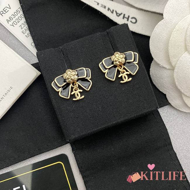 Kitlife Chanel Bow Camellia Double C Pendant Earrings  - 1