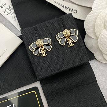 Kitlife Chanel Bow Camellia Double C Pendant Earrings 