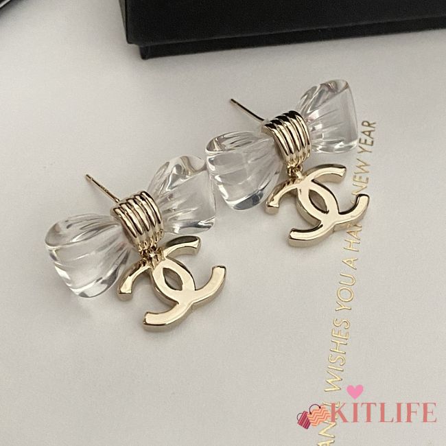 Kitlife Chanel 25P Crystal Bow Letter Earrings - 1