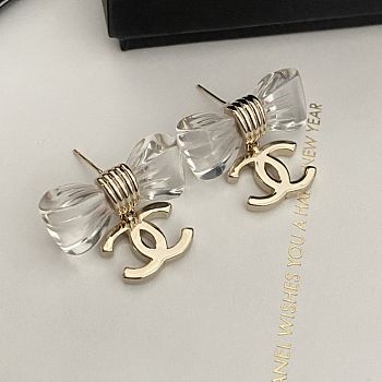 Kitlife Chanel 25P Crystal Bow Letter Earrings