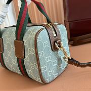 Kitlife Gucci Mini GG Handbag Blue & Brown Leather Trim 859975 20x13x13cm - 2