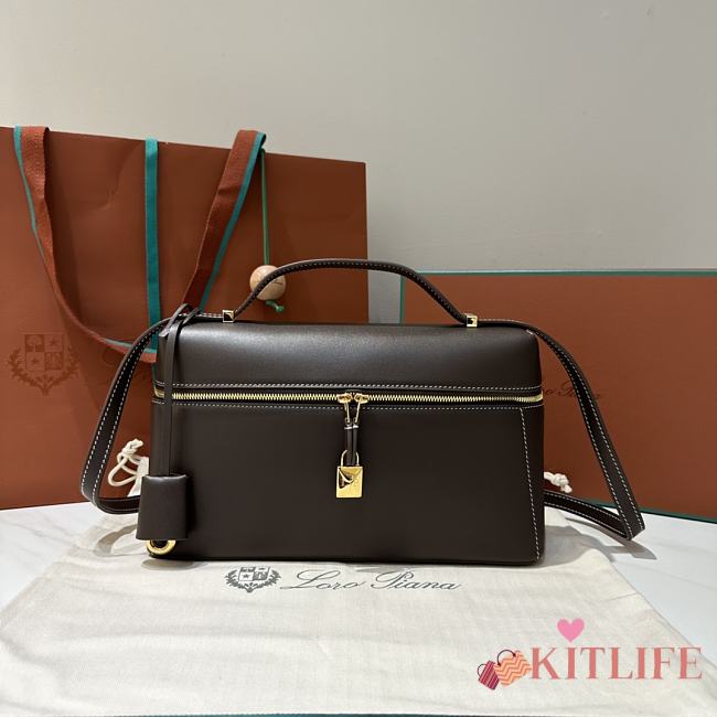 Kitlife Loro Piana Crossbody Bag Dark Brown 27x10x16cm - 1