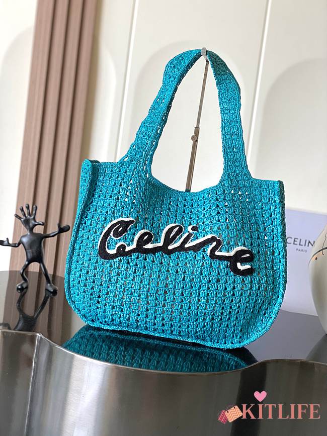 Kitlife Celine Large Hobo Panier In Blue Raffia 53x34x11cm - 1