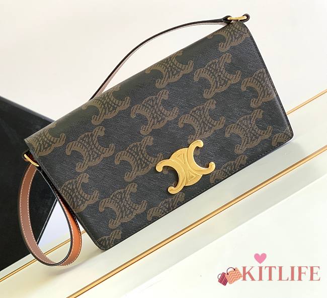 Kitlife Celine Trapeze Triomphe Logo Bag Triomphe Canvas and Tan 26.2x14.5x2cm - 1