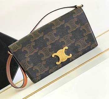 Kitlife Celine Trapeze Triomphe Logo Bag Triomphe Canvas and Tan 26.2x14.5x2cm