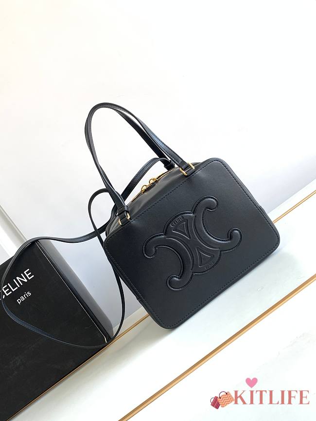 Kitlife Celine Folded Cube Black Smooth Leather Bag 20x15x13cm - 1