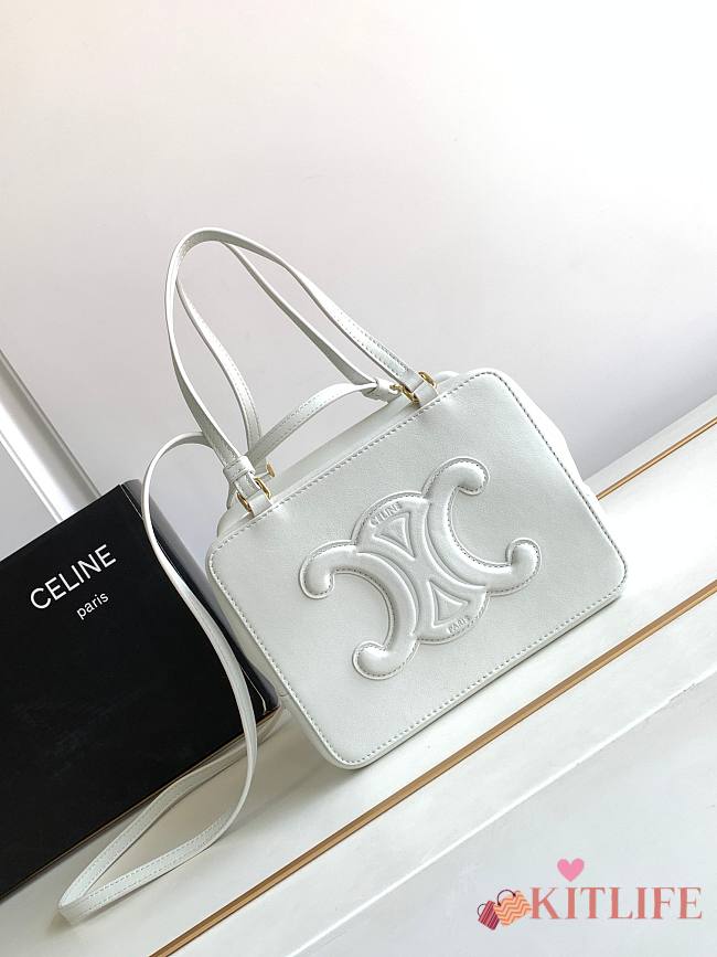 Kitlife Celine Folded Cube White Smooth Leather Bag 20x15x13cm - 1