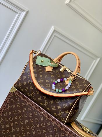 Kitlife Louis Vuitton Speedy Soft 30 Lucky Bag With Green Leather Trim M15107 30x21x17cm