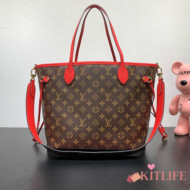 Kitlife Louis Vuitton Neverfull Bandoulière Inside Out MM Bag Red M12708 31x28x14cm - 1