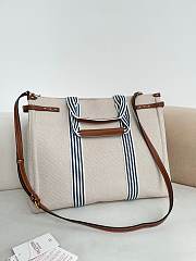 Kitlife Valentino Garavani Antibes Canvas Bag In Natural & Blue 41x33x20cm - 4