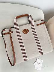 Kitlife Valentino Garavani Antibes Canvas Bag In Natural & Brown 41x33x20cm - 1