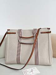 Kitlife Valentino Garavani Antibes Canvas Bag In Natural & Brown 41x33x20cm - 5