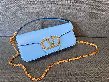 Kitlife Valentino Garavani Loco Shoulder Bag Light Blue With Colored Diamond Buckle 27x13x6cm 