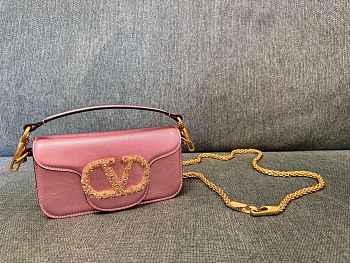 Kitlife Valentino Garavani Loco Shoulder Bag Pink With Colored Diamond Buckle 27x13x6cm
