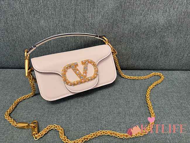 Kitlife Valentino Garavani Loco Shoulder Bag White With Colored Diamond Buckle 27x13x6cm - 1