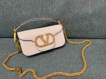 Kitlife Valentino Garavani Loco Shoulder Bag White With Colored Diamond Buckle 27x13x6cm