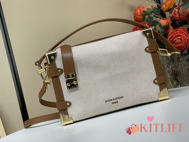 Kitlife Louis Vuitton Side Trunk MM Bag Ecru/Cognac M14411 23.5x16x8.5cm - 1