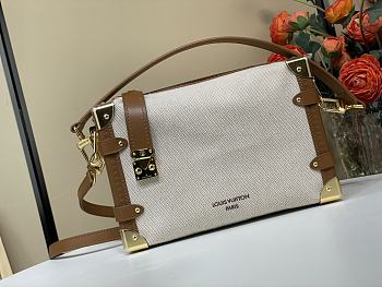 Kitlife Louis Vuitton Side Trunk MM Bag Ecru/Cognac M14411 23.5x16x8.5cm