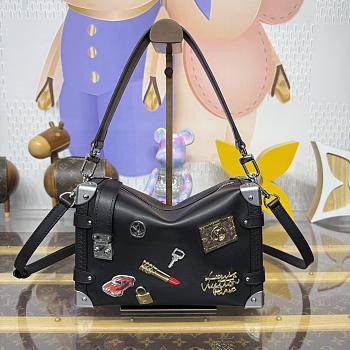 Kitlife Louis Vuitton Side Trunk MM Bag Black Gold And Silver-toned Hardware M25568 23.5x16x8.5cm