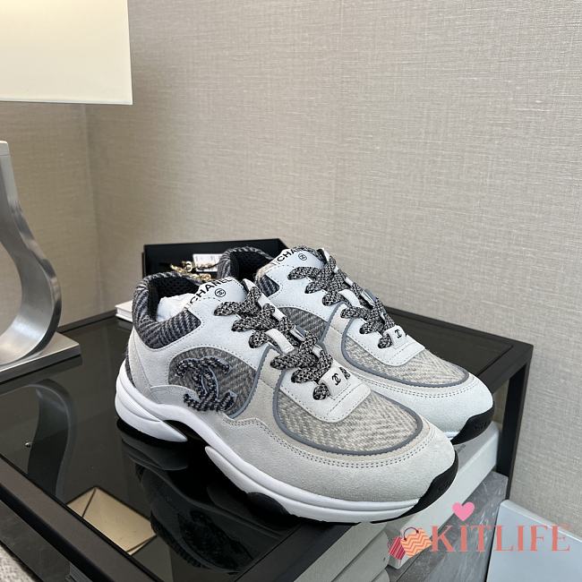 Kitlife Chanel 25P Top-tier Sport Tweed Sneakers White & Grey - 1