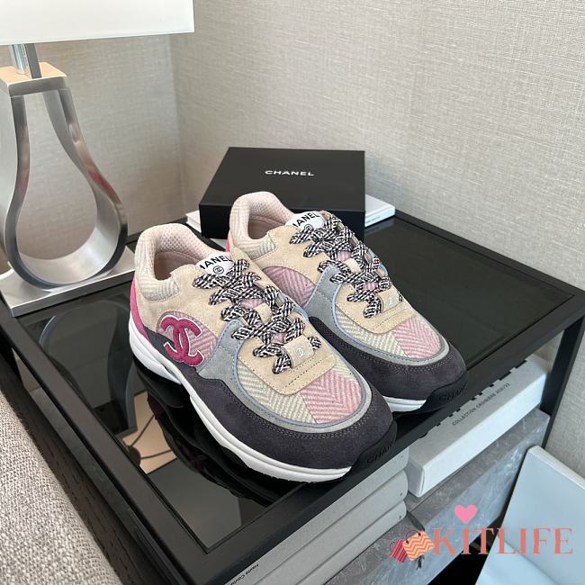 Kitlife Chanel 25P Top-tier Sport Tweed Sneakers Pink & Grey - 1