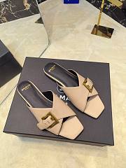Kitlife Balmain Square-toe Slippers Beige Leather - 1