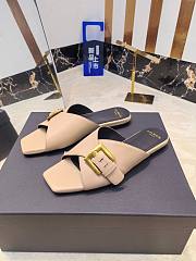 Kitlife Balmain Square-toe Slippers Beige Leather - 4