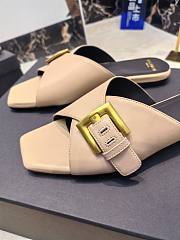 Kitlife Balmain Square-toe Slippers Beige Leather - 2