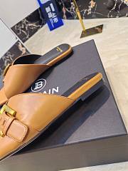 Kitlife Balmain Square-toe Slippers Brown Leather - 3