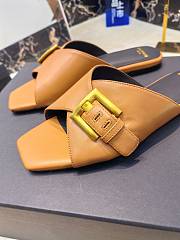Kitlife Balmain Square-toe Slippers Brown Leather - 5