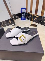 Kitlife Balmain Square-toe Slippers White Leather  - 6