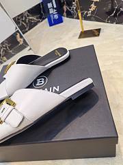 Kitlife Balmain Square-toe Slippers White Leather  - 5