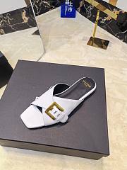 Kitlife Balmain Square-toe Slippers White Leather  - 3