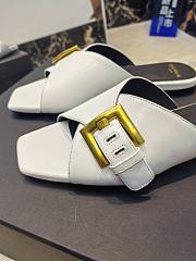 Kitlife Balmain Square-toe Slippers White Leather  - 2