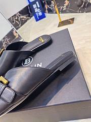 Kitlife Balmain Square-toe Slippers Black Leather - 6