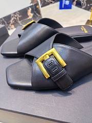 Kitlife Balmain Square-toe Slippers Black Leather - 4