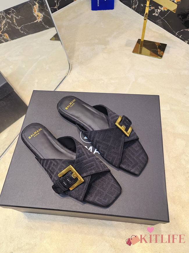Kitlife Balmain Square-toe Slippers Black - 1