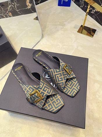 Kitlife Balmain Square-toe Slippers Beige & Black