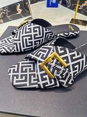 Kitlife Balmain Square-toe Slippers White & Black - 3