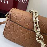 Kitlife Gucci GG Emblem Shoulder Bag In Brown GG Leather 847448 20.5x13x7cm - 3
