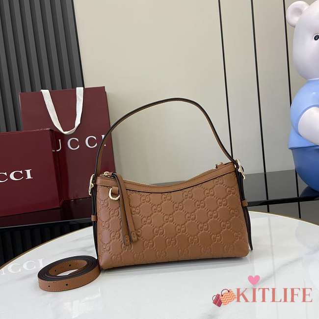 Kitlife Gucci GG Emblem Small Shoulder Bag Brown 847450 22x14x8cm - 1