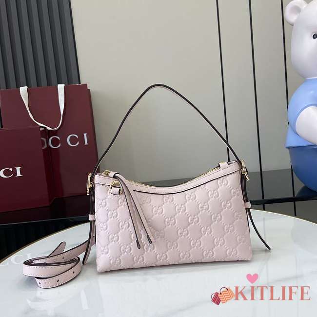 Kitlife Gucci GG Emblem Small Shoulder Bag Pink 847450 22x14x8cm - 1